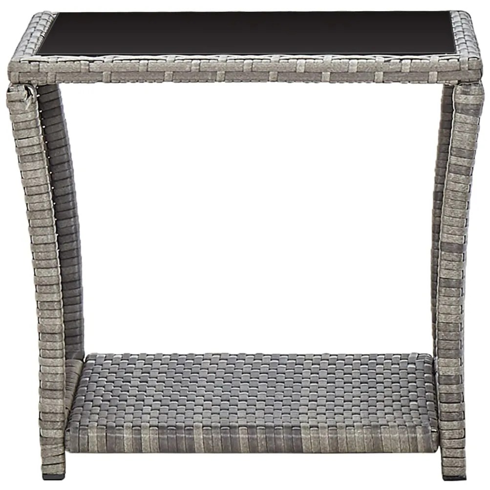 3 pcs conjunto lounge de jardim c/ almofadões vime PE cinzento