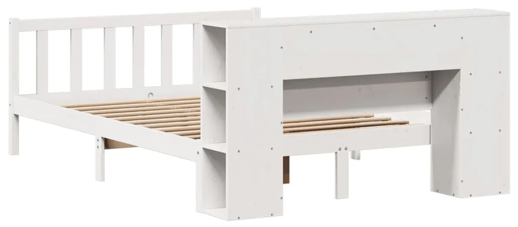 Cama com estante sem colchão 120x190 cm pinho maciço branco
