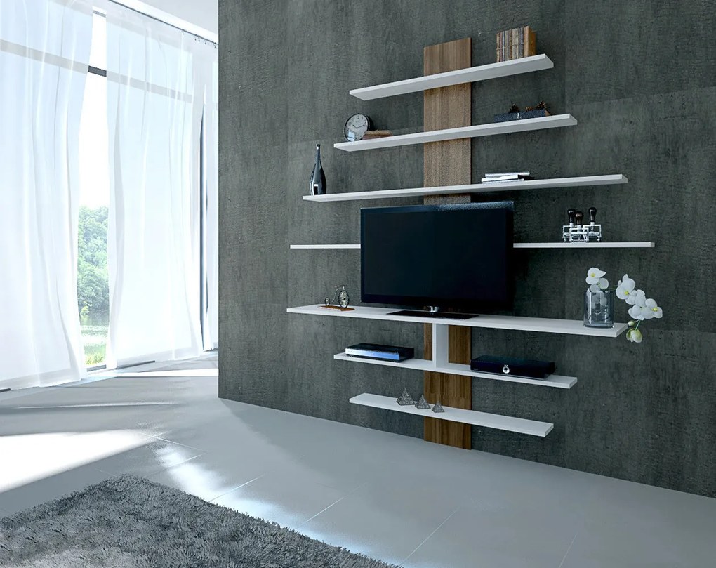 Unidade TV Zebra – Branco/Nogueira – 160x160x30 cm