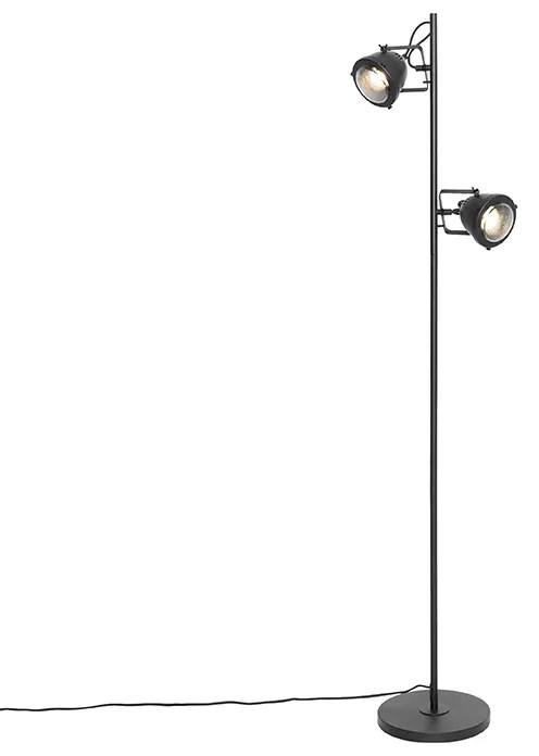 Candeeiro de pé industrial preto 2 luzes - Emado Industrial