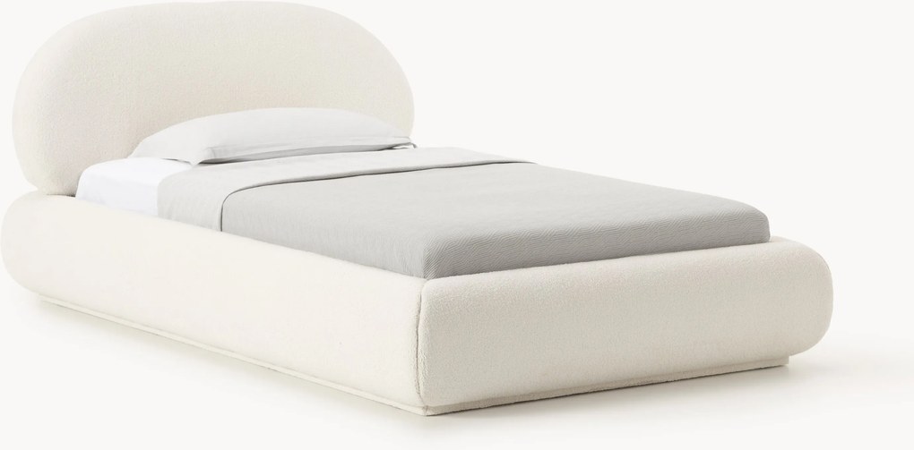 Cama de solteiro estofada em teddy Alba