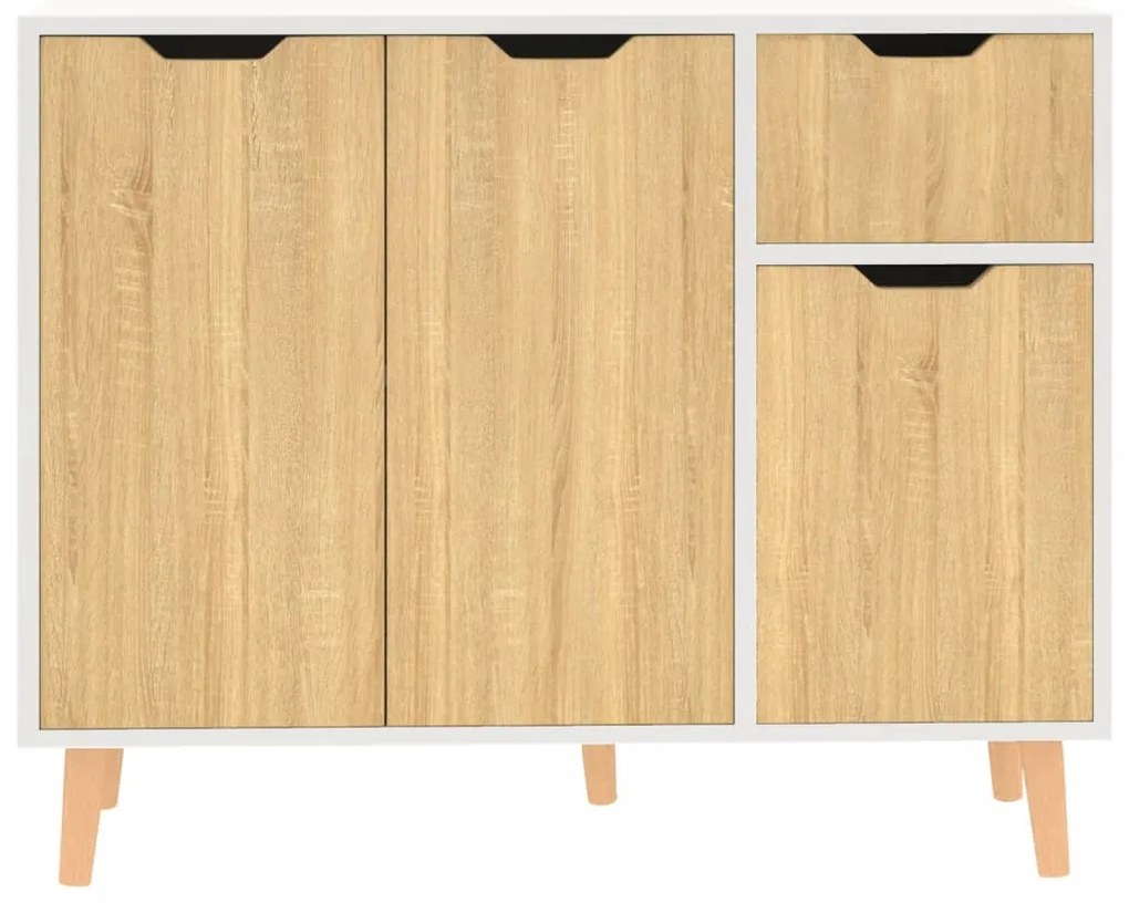 Aparador 90x30x72cm derivados de madeira branco/carvalho sonoma