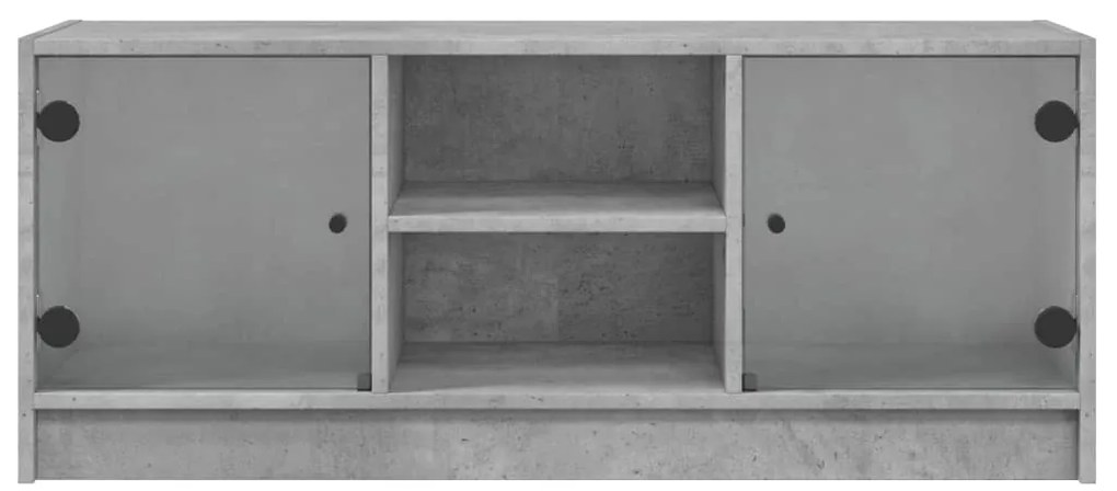 Móvel de TV c/ portas de vidro 102x37x42 cm cinza cimento