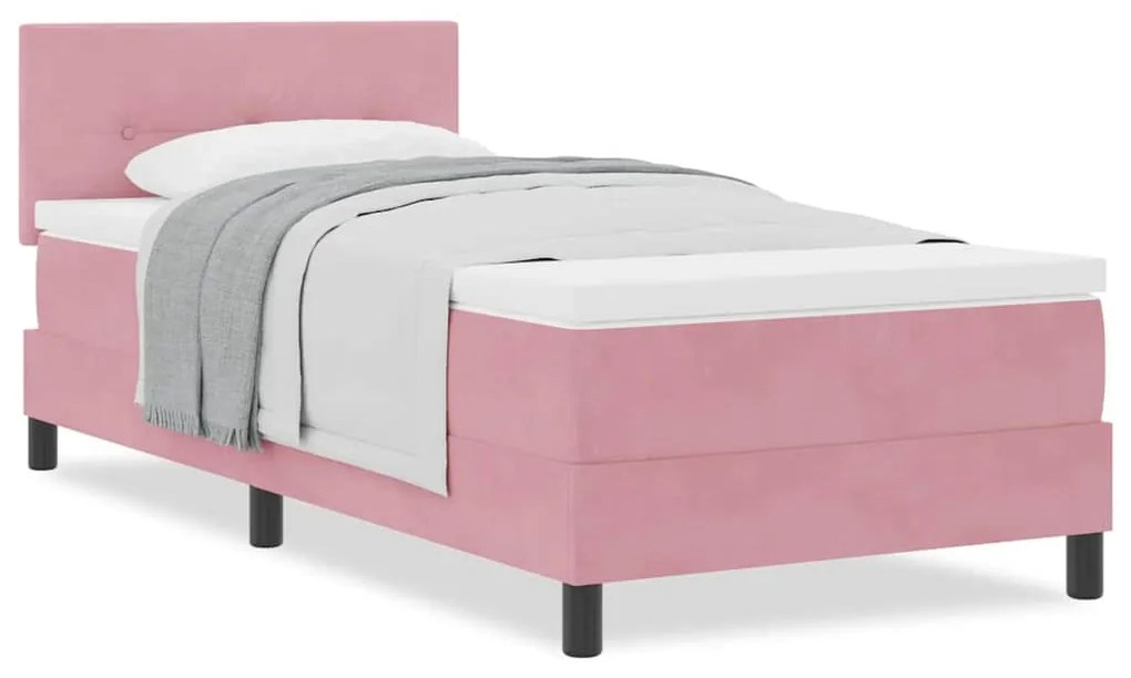 Cama Box com Colchão vidaXL Rosa 80x200 cm Veludo