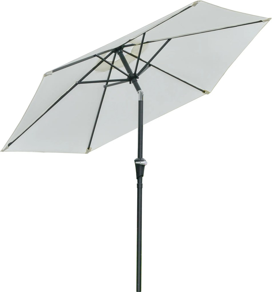 Outsunny Chapéu de Sol de Jardim Ø230x216 cm com Teto Ajustável Abertura Manual Impermeável para Terraço Pátio Piscina Praia Creme | Aosom Portugal