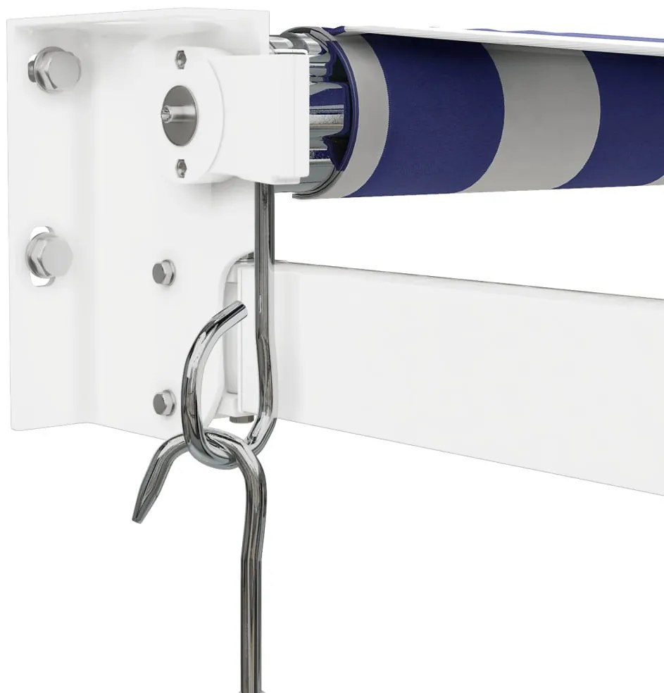 Toldo retrátil 3,5x2,5 m tecido e alumínio azul e branco