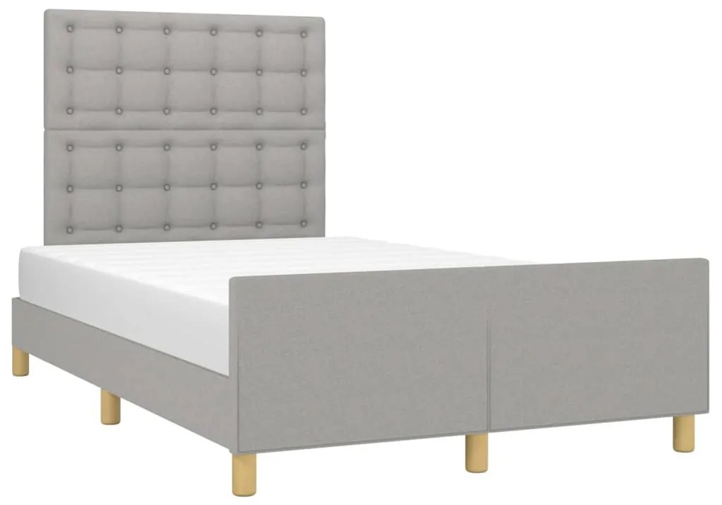 Estrutura de cama sem colchão 120x200 cm tecido cinzento-claro