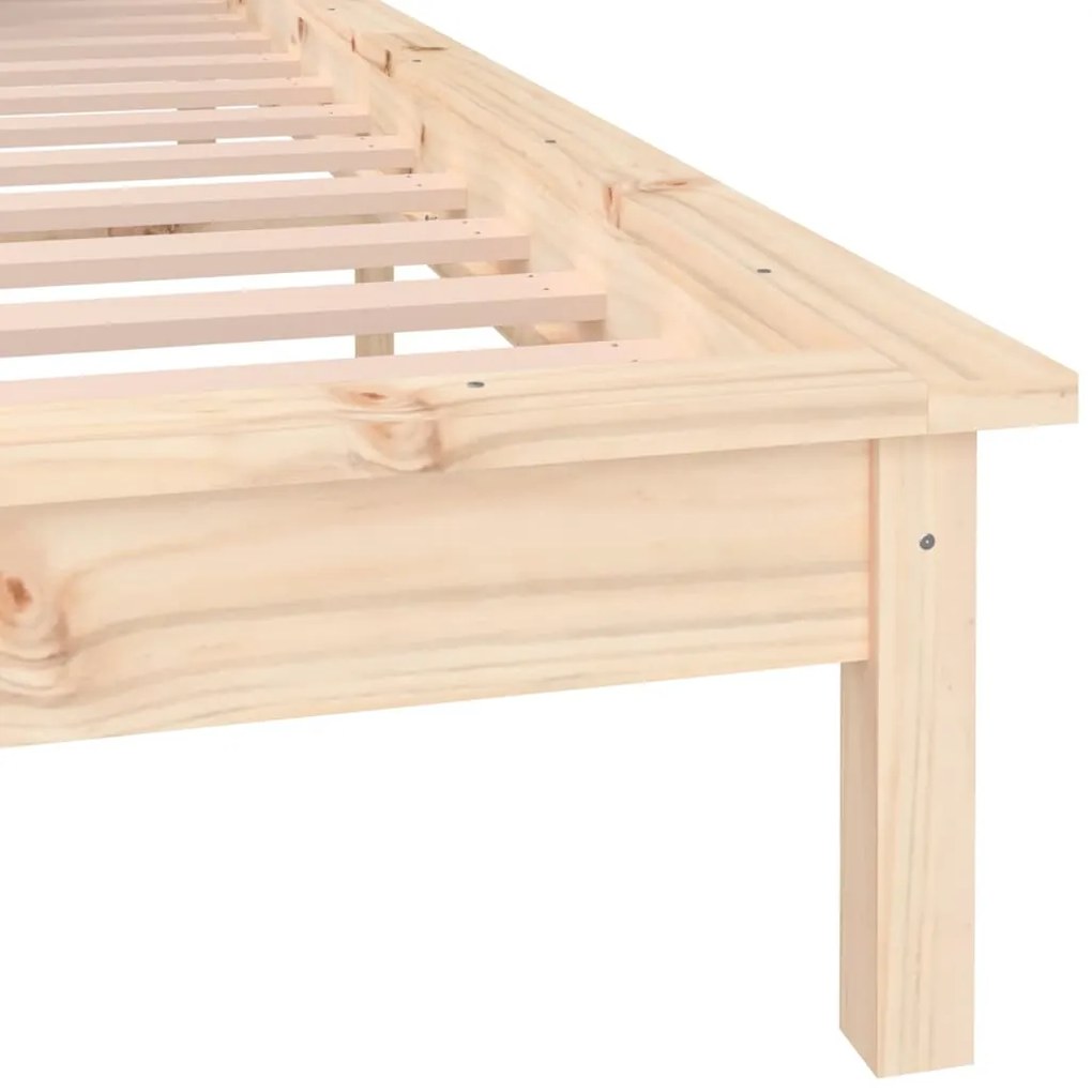 Estrutura de cama de casal c/ LED 135x190 cm madeira maciça