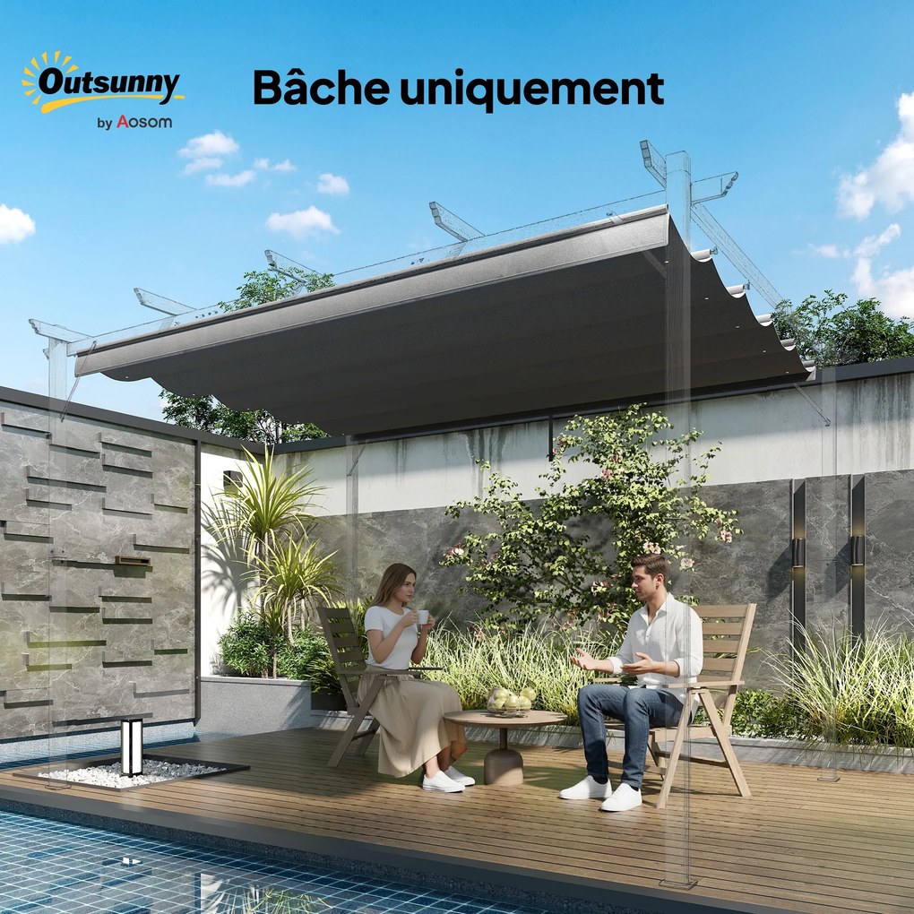 Lona para tenda retrátil de 4 x 3 m – apenas a lona: 350 x 260 cm (ESTRUTURA NÃO ESTÁ INCLUÍDA), cinzento claro