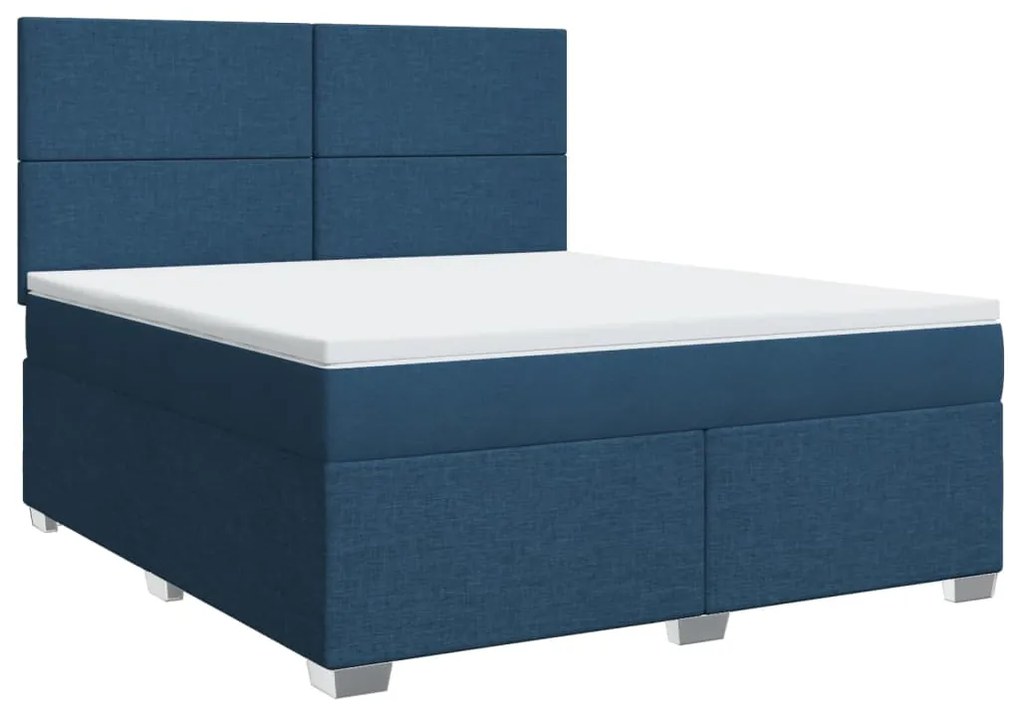 Cama com molas/colchão 180x200 cm tecido azul