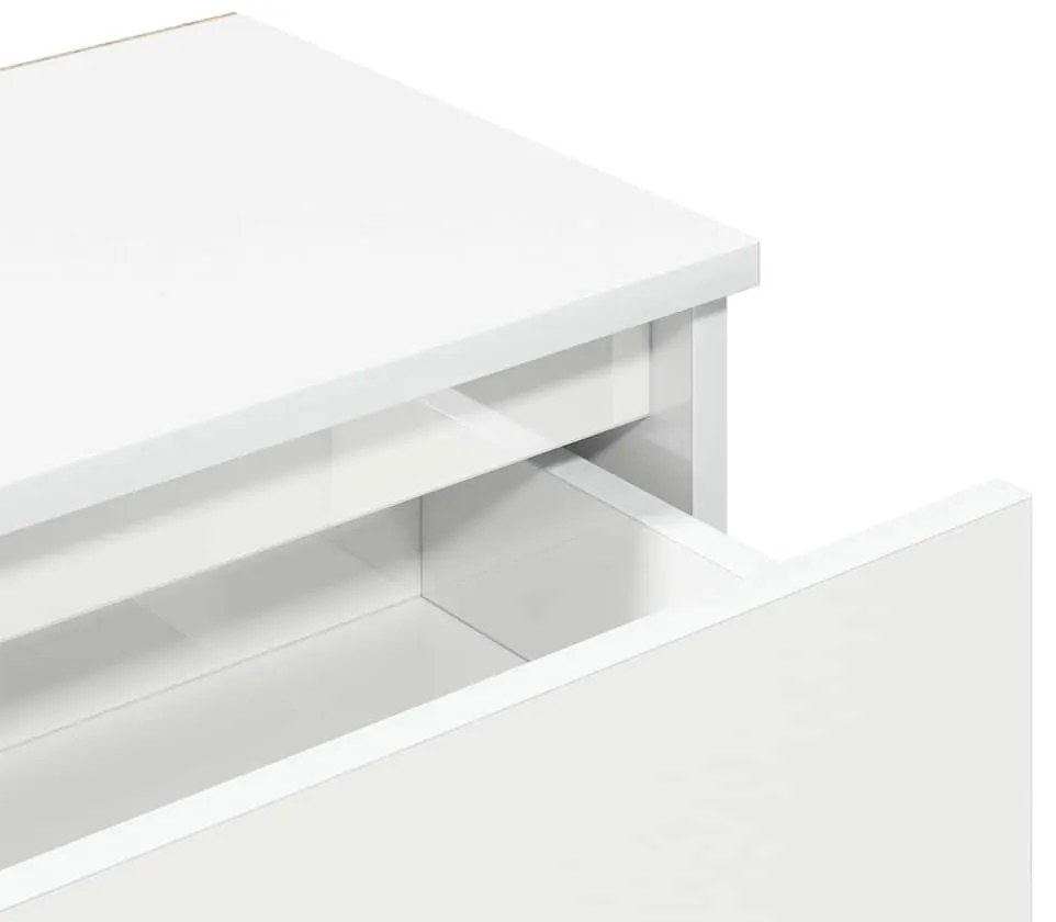 Mesas de cabeceira 2 pcs 40x30x39 cm contrapl. branco brilhante