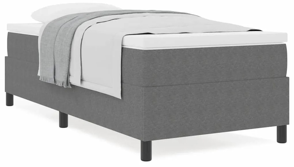 Cama Box Spring com Colchão - Cinza Claro, Solteiro, Tecido de Corduro