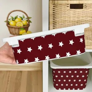 Autocolante para caixa IKEA TROFAST - Estrelas brancas (vermelho)