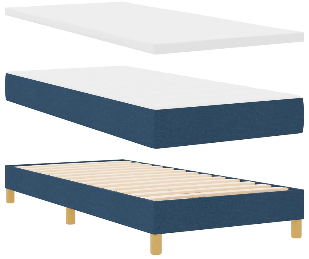 Cama Box Spring com Colchão Azul 80x200 cm Tecido