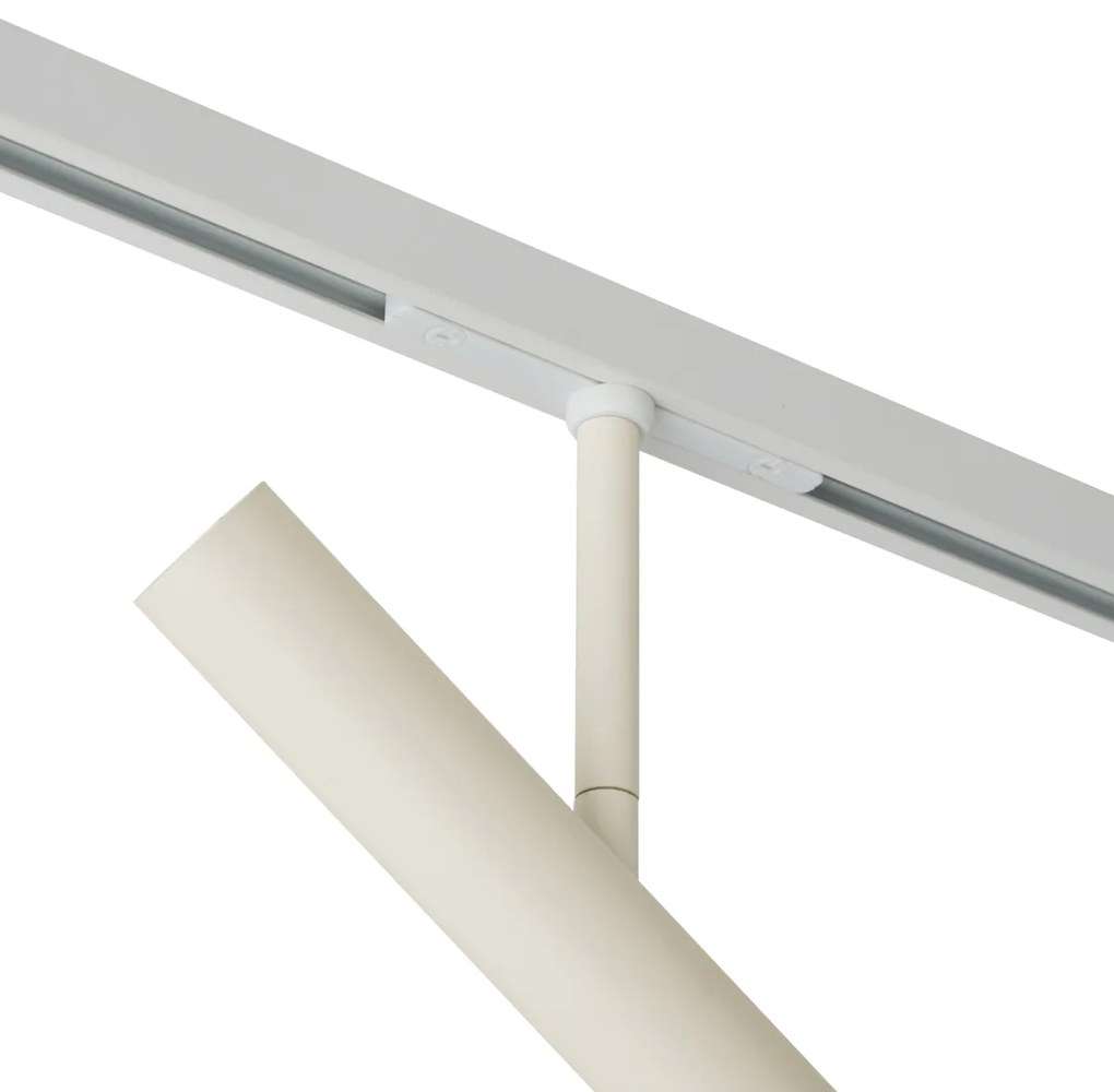 Foco moderno bege com branco para sistema de calhas de iluminação monofásico - Slimline Avery Moderno