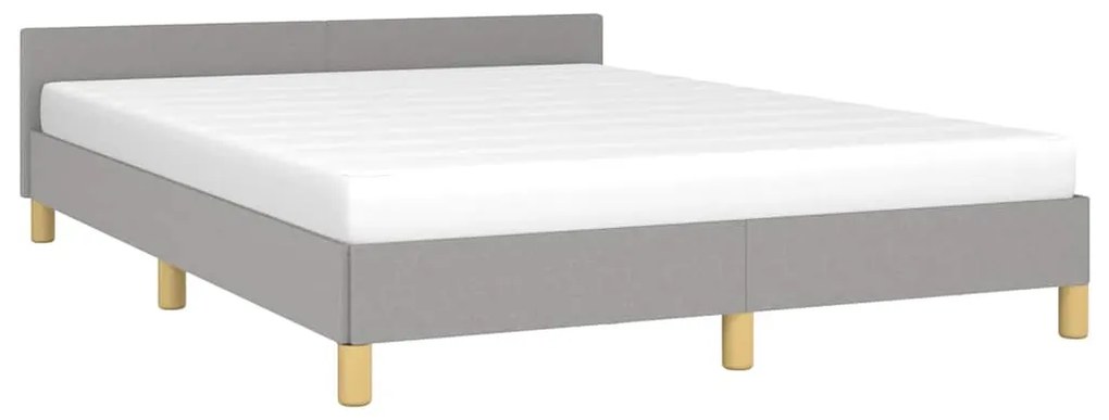 Estrutura de cama sem colchão 140x200 cm tecido cinzento-claro