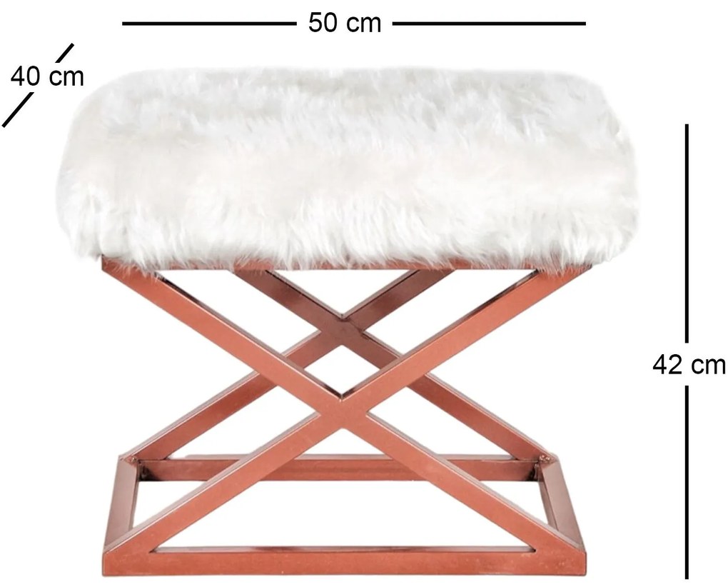 Pouffe Capraz – Copper White – 50x42x40 cm