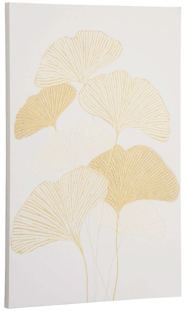 HOMCOM Pintura em Tela Folhas de Ginkgo Biloba 90x60cm Impressão Artística para Decoração de Parede na Sala de Estar Quarto