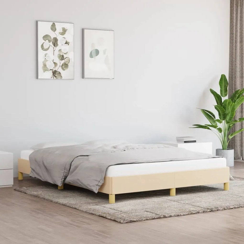 Estrutura de cama 140x190 cm tecido cor creme