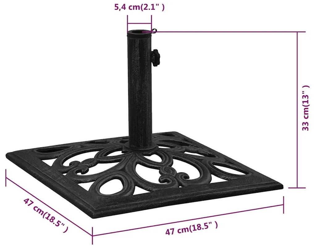 Base para guarda-sol ferro fundido 47x47x33 cm preto