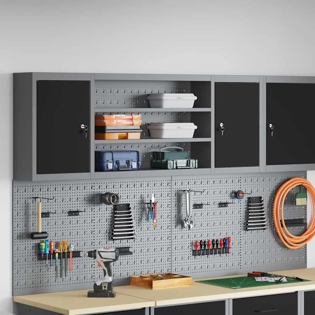 Armário para Ferramentas VidaXL Parede com Painel de Ferramentas Preto