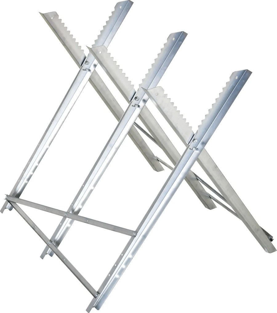 Cavalete para Serrar Dobrável com Altura Ajustável Estrutura Triangular de Metal Suporte para Lenha 83x83x79 cm Prata