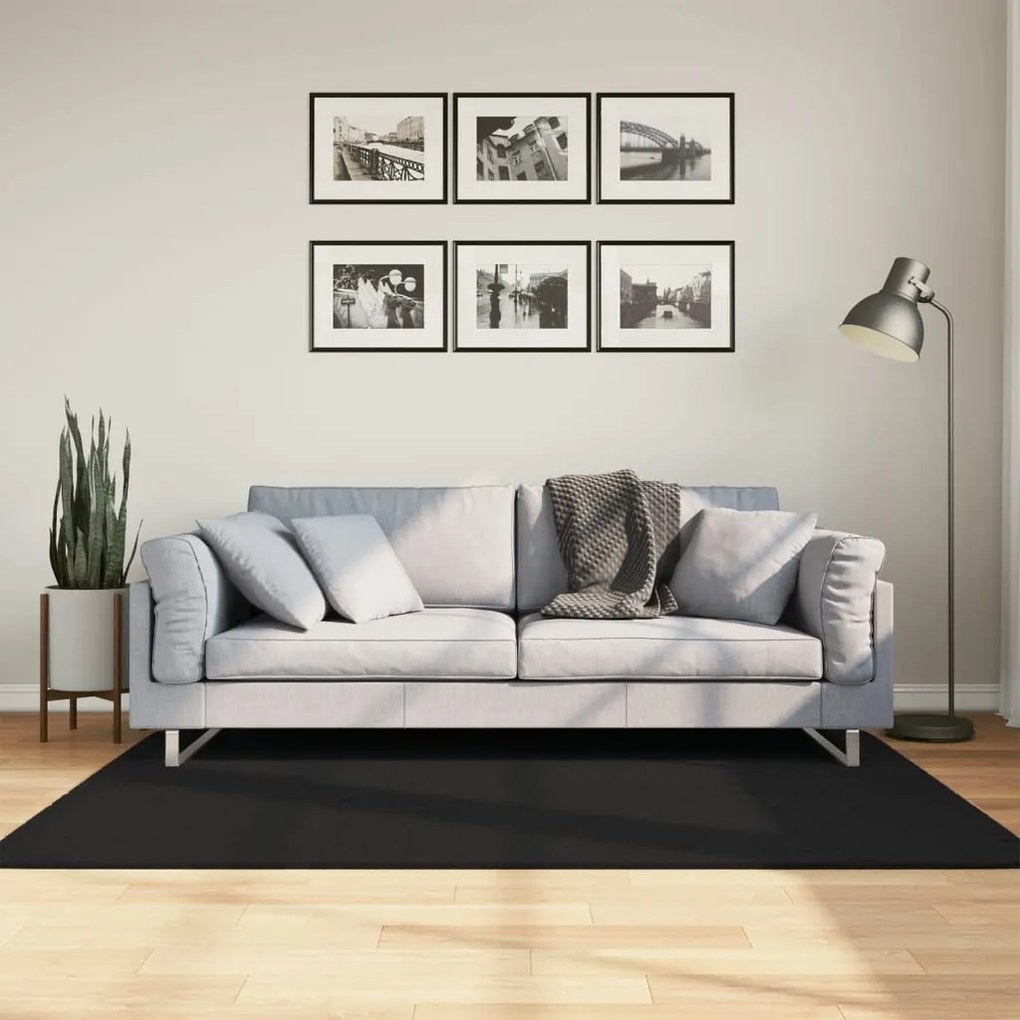 vidaXL Tapete pelo curto macio e lavável HUARTE 120x170 cm preto