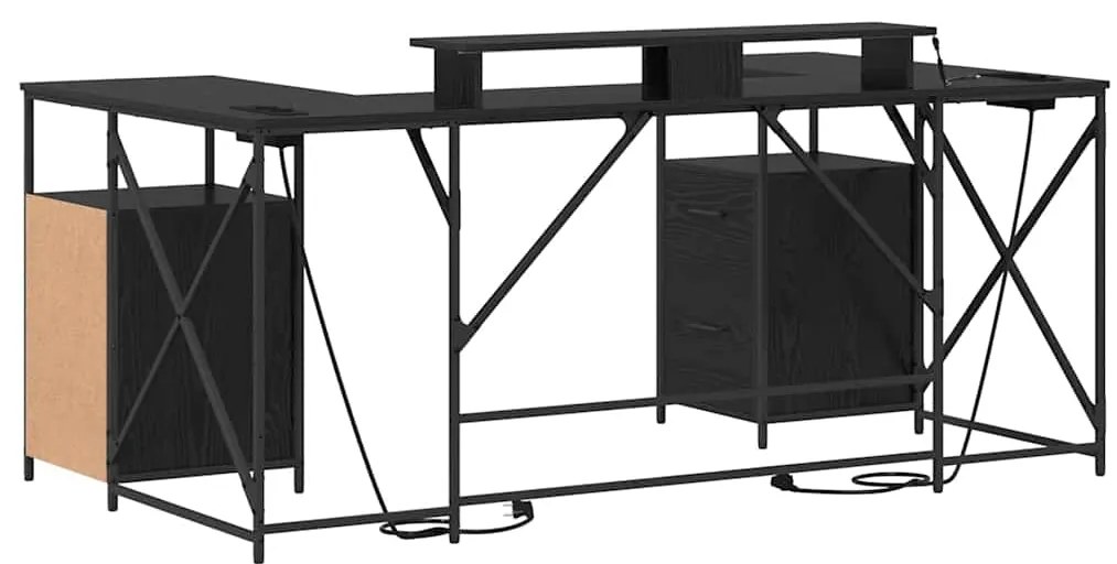 Mesa Carvalho Preto 182 x 101 x 87.5 cm Madeira processada
