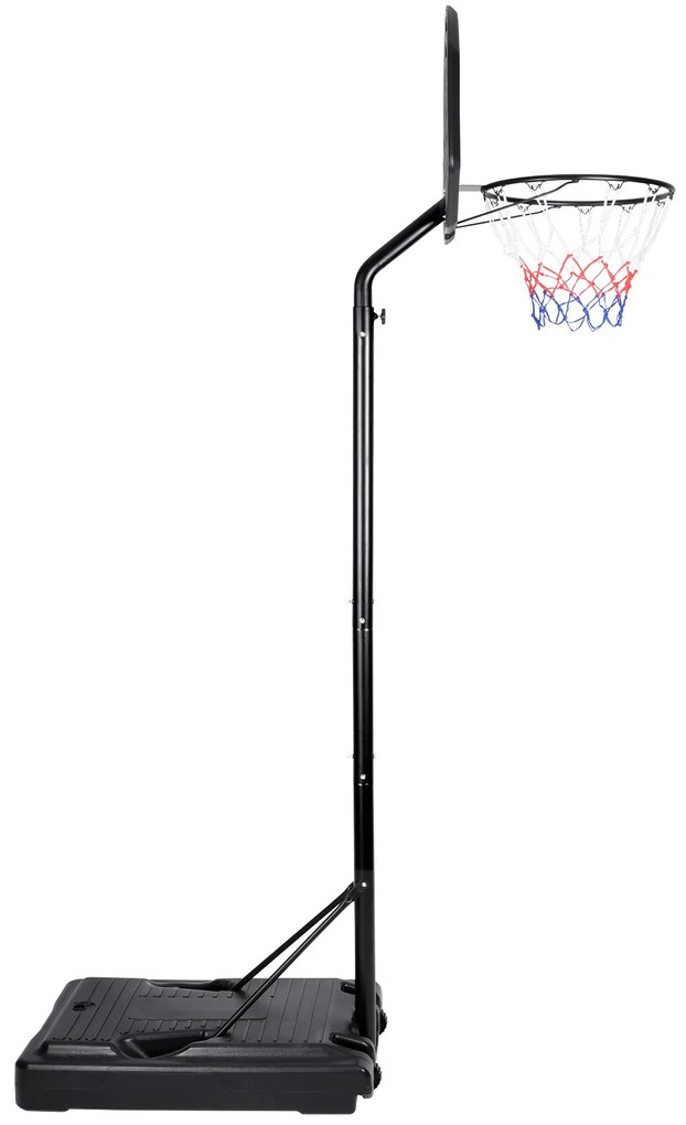 Cesto de basquetebol com rodas e altura ajustável 205-305 cm Preto + Vermelho + Cinzento