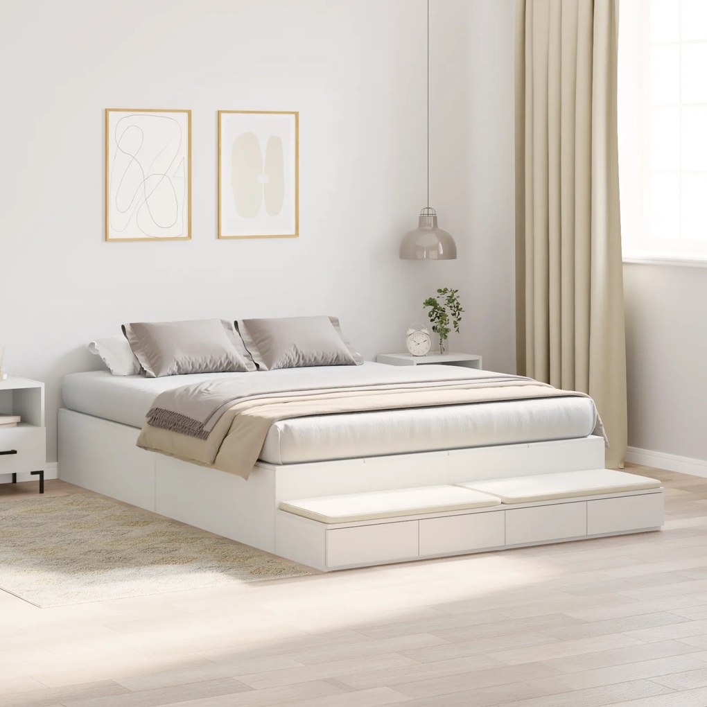 Estrado de Cama com Armazenamento Branco 140x200 cm