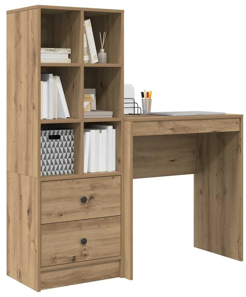 Mesa com Armazenamento Carvalho Artesanal Madeira de Engenharia