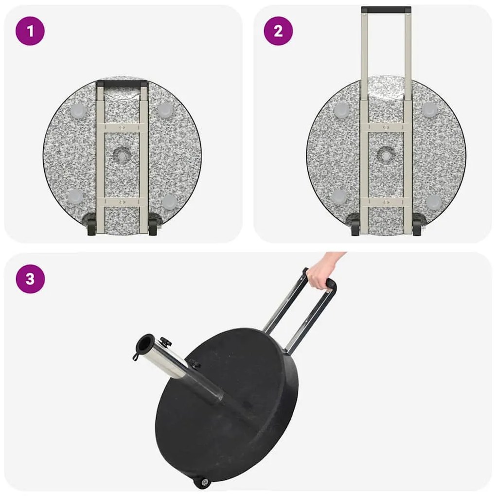 Base de Parasol com Rodas e Alça Granito Preto 29 kg Redonda