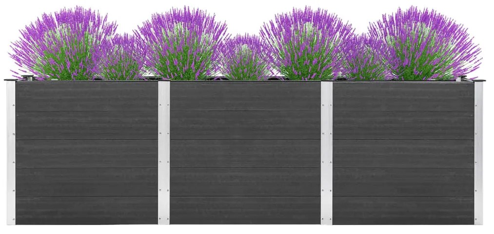 vidaXL Canteiro elevado de jardim 300x100x91 cm WPC cinzento