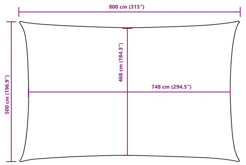 Para-sol estilo vela tecido oxford retangular 5x8 m azul