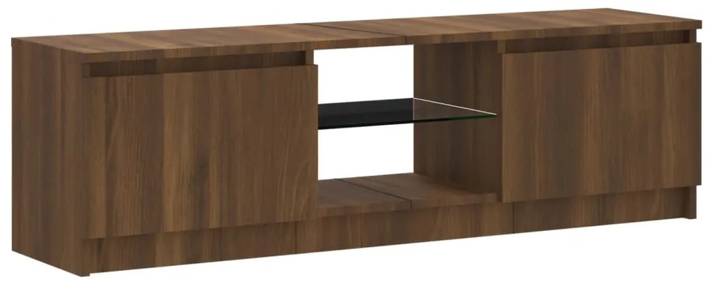Móvel de TV com luzes LED 120x30x36 cm carvalho castanho