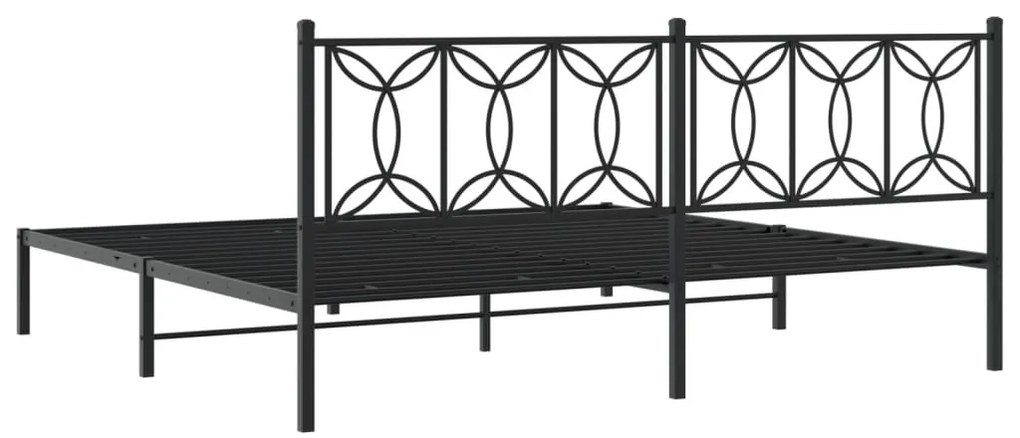 Estrutura de cama com cabeceira 193x203 cm metal preto