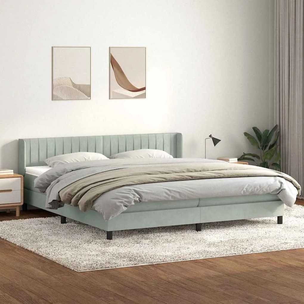 vidaXL Cama com molas/colchão 200x220 cm veludo cinzento-claro