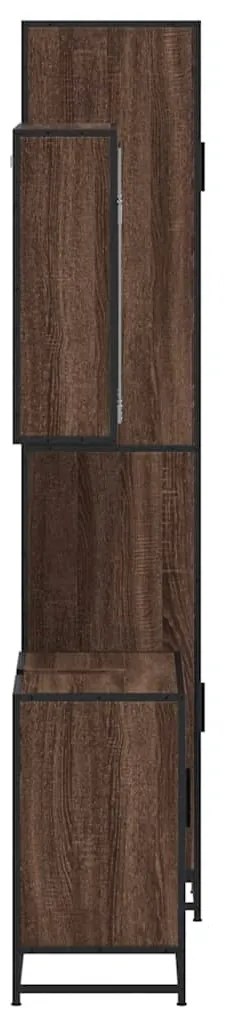 3 pcs conj. móveis WC derivados madeira cor carvalho castanho
