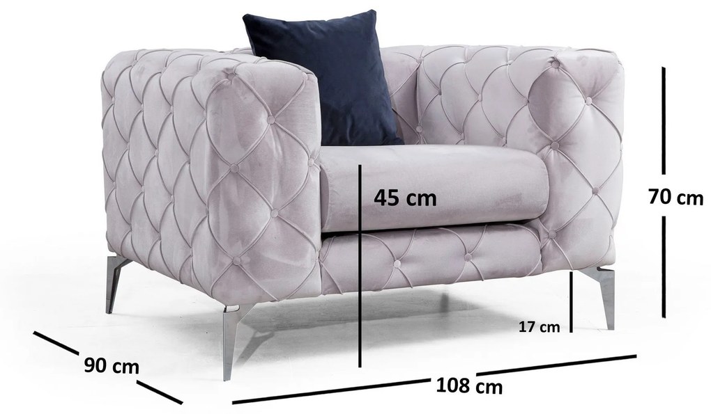 Cadeirão Wing Como – Cinzento Claro – 108x70x90 cm