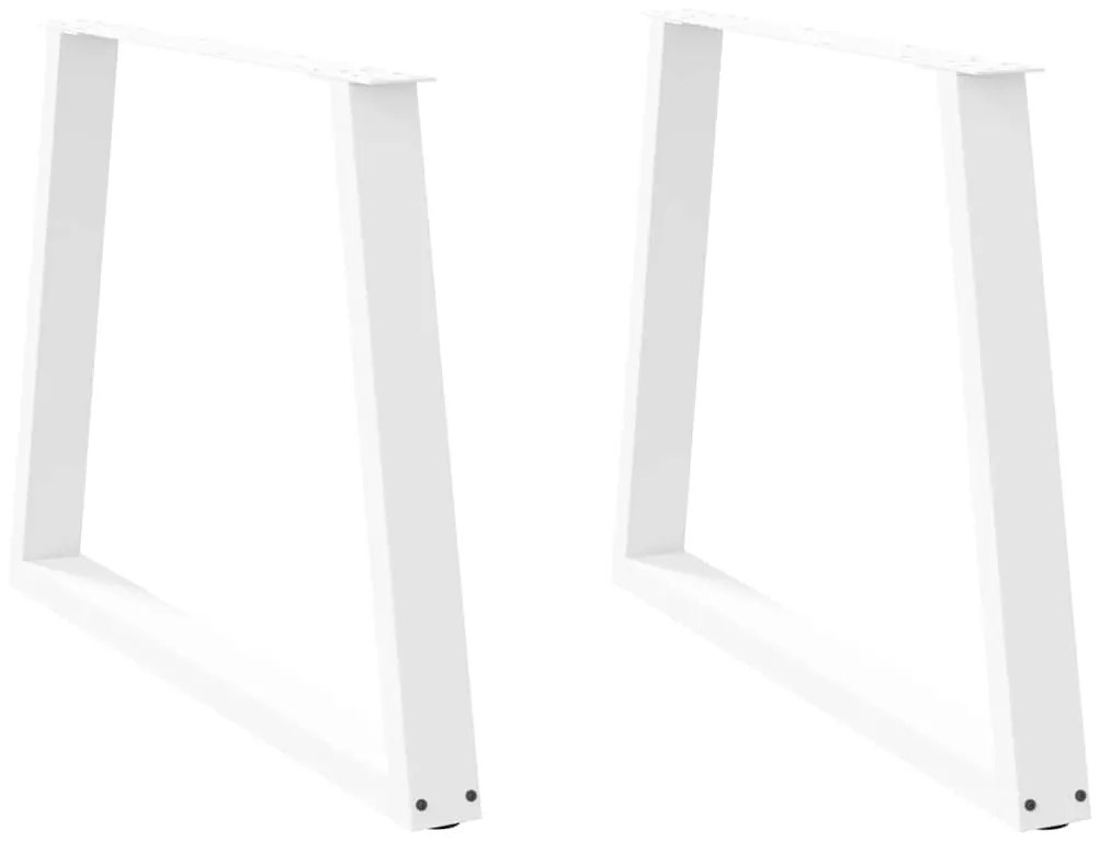 Mesa de jantar pernas 2pcs forma V 100x(72-73,3)cm aço branco