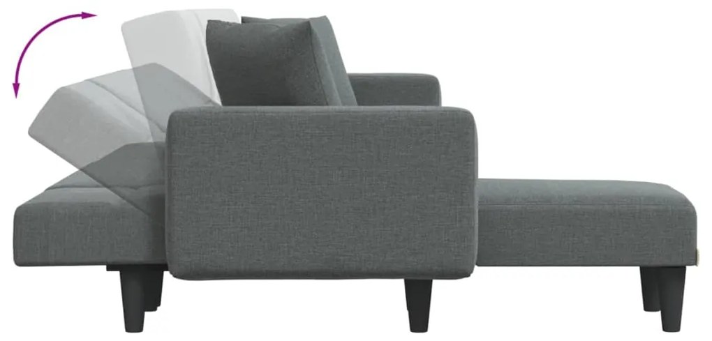 Sofá-cama em forma de L 275x140x70 cm tecido cinzento-escuro