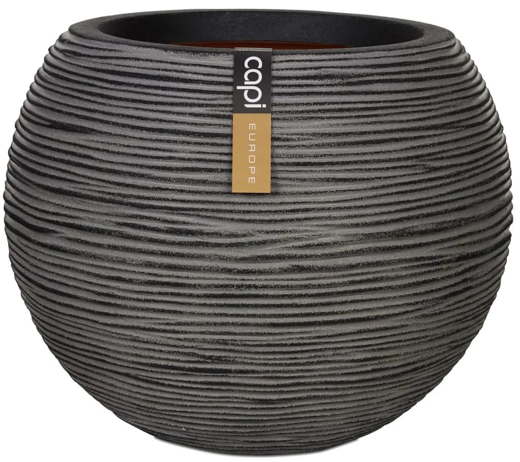 424221 Capi Vaso redondo Nature Rib 40x32 cm antracite KOFZ270