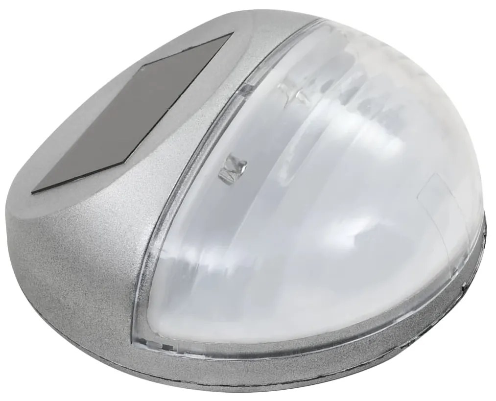 Candeeiro de parede solar LED exterior 12 pcs prateado redondo