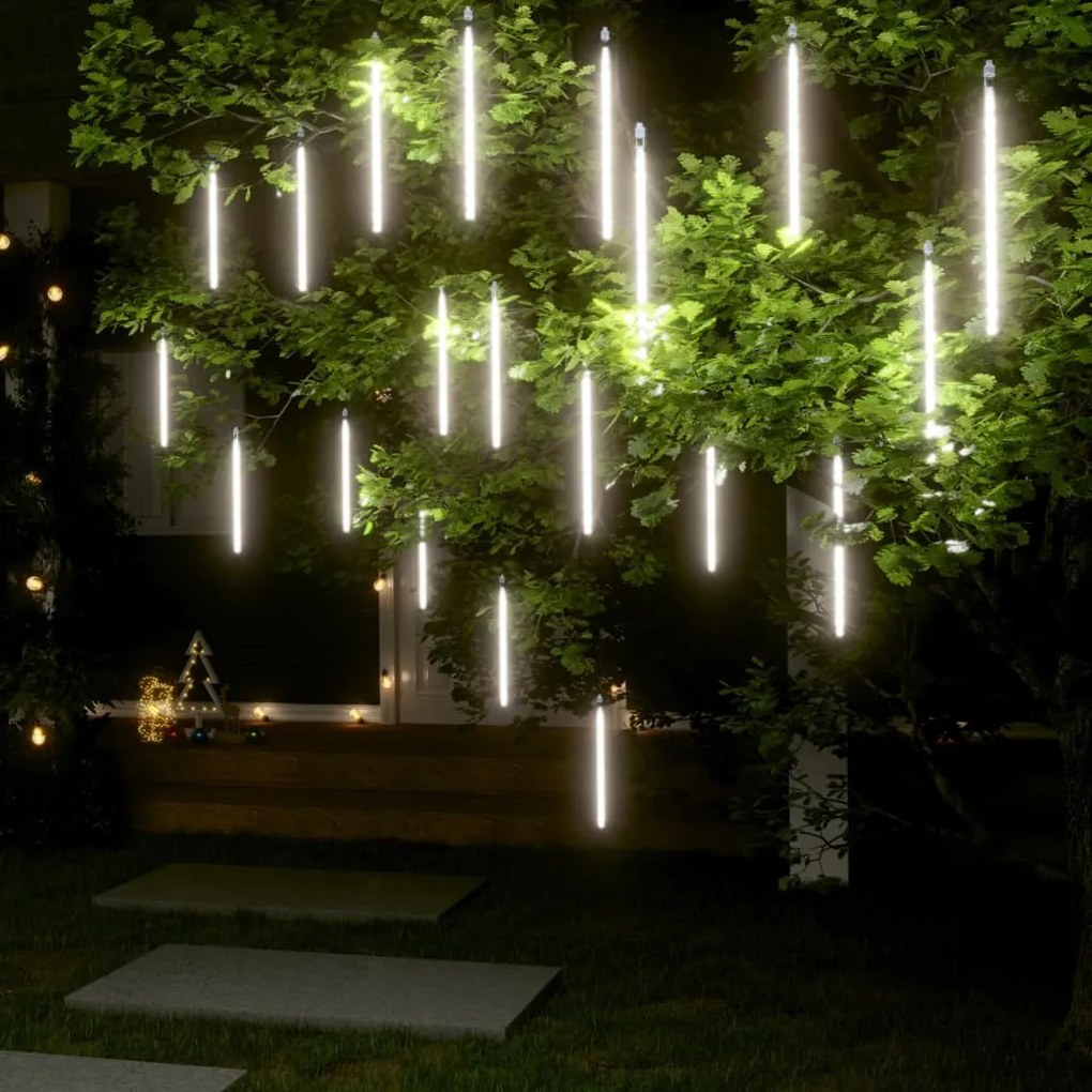 vidaXL Luzes meteoro 20 pcs 30 cm 480 luzes LED int./ext. branco frio