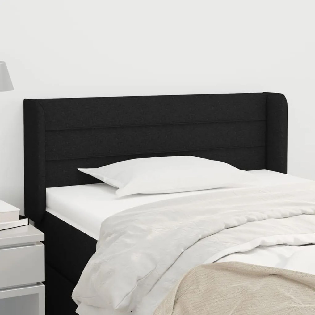 Cabeceira de cama c/ abas tecido 103x16x78/88 cm preto