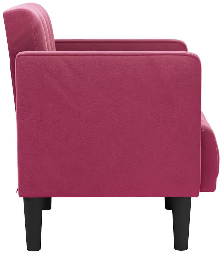 Poltrona com apoio de braços 53 cm veludo vermelho tinto