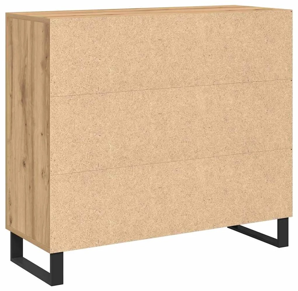 Sideboard vidaXL com 3 portas em Carvalho Artisan 90x34x80 cm em Madei