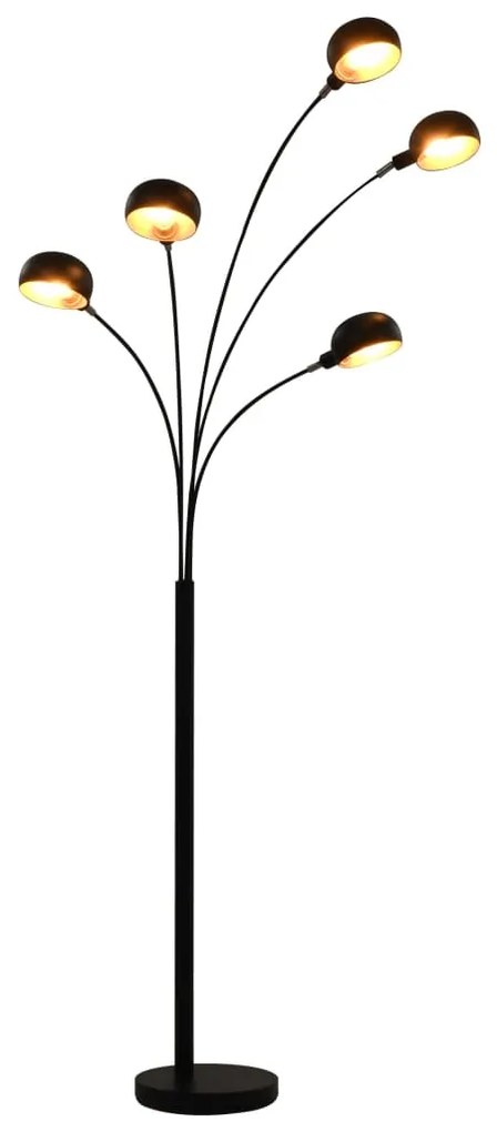 Candeeiro de pé alto 200 cm 5 x E14 preto e dourado