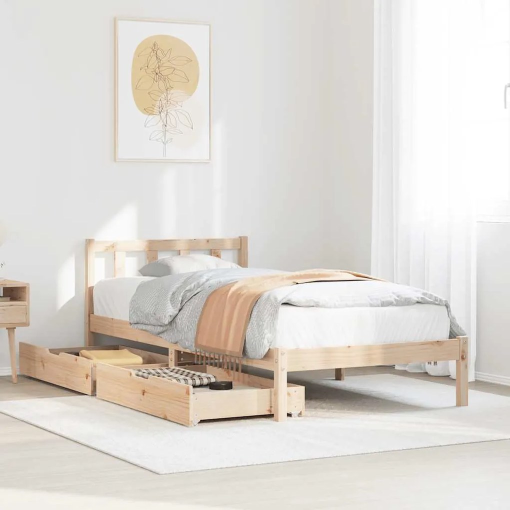 vidaXL Cama sem colchão 90x200 cm madeira de pinho maciça