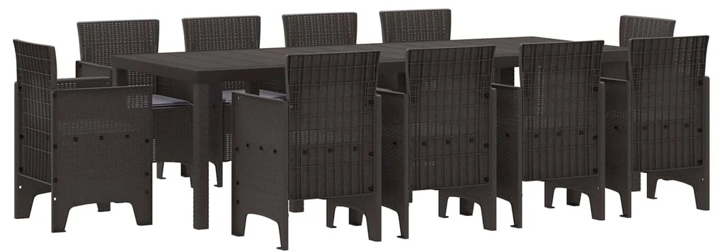 vidaXL Conjunto de Jantar para Jardim 11 pcs Castanho Polipropileno